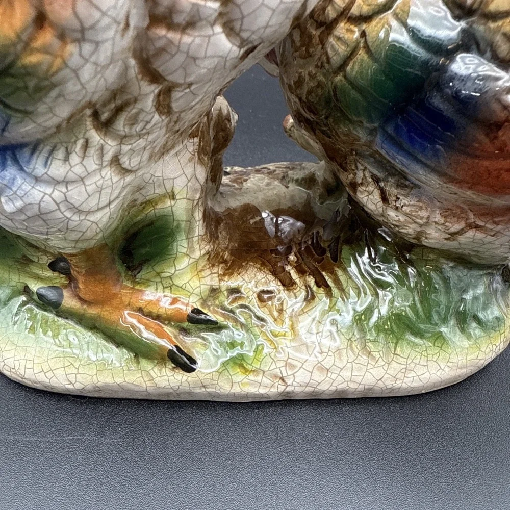 Rooster‎ Hen Baby Chick Figurine - Crackle Effect Colorful Vintage